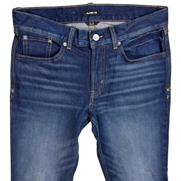 RANK.45 Mens Jeans 32x36 Dark Wash Denim Straight Leg Modern Casual - Picture 2 of 7